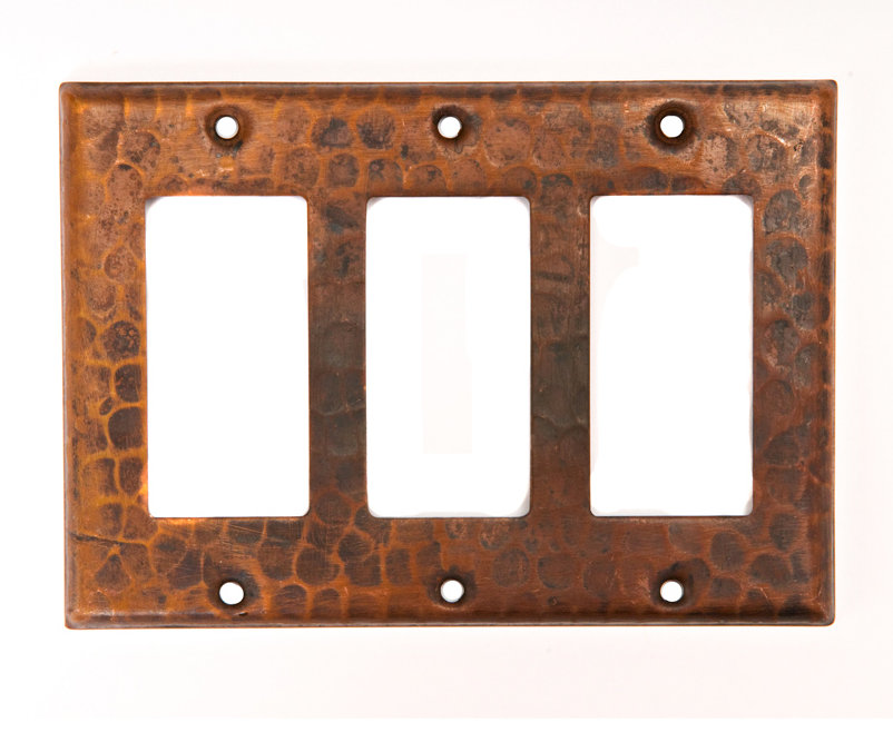 Copper Switchplate Triple Ground Fault/Rocker Cover GFI Premier Copper Products