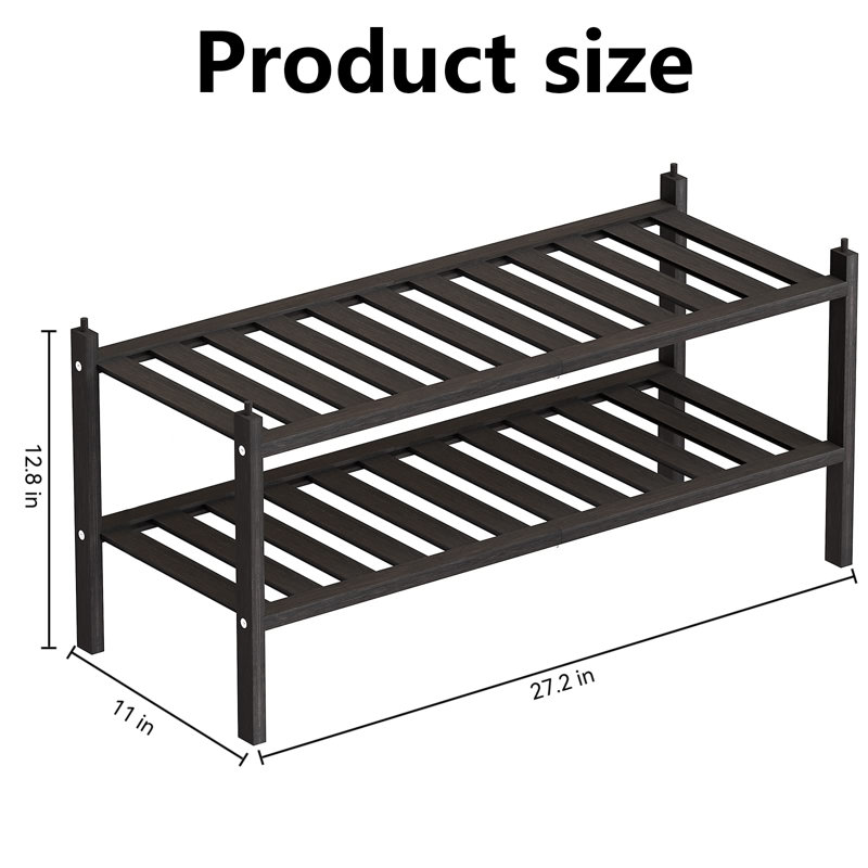 Range-chaussures, une étagère de rangement empilable en bambou à double couche pour les entrées, les couloirs et les armoires