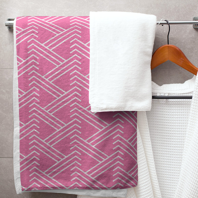 Jordao Bath Towel, Light Pink/White