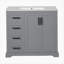 Meuble-lavabo moderne de 36 po avec lavabo en céramique, porte à fermeture en douceur, tablette réglable et 3 tiroirs, beaucoup de rangement.-1407660550