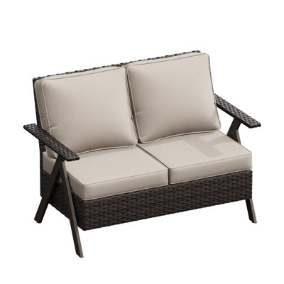 R-Shaped Rattan Armrest Loveseat by George Oliver
