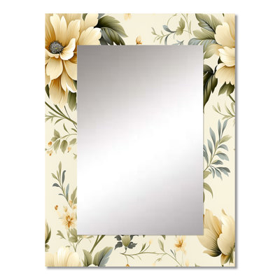Tabathe Minimalist Victorian Simplicity Victorian Pattern - Floral Wall Mirror, Floral Decorative Mirror, Printed Metal Art