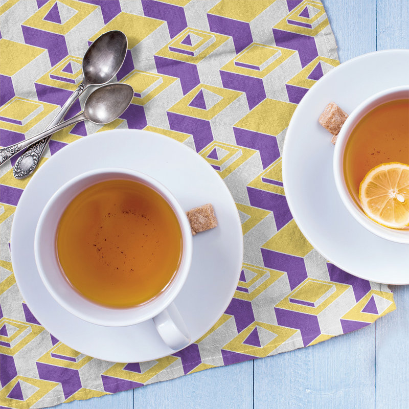 Patricia Geoffrey Tea Towel Kitchen Towel, Yellow/Purple, Poly Twill
