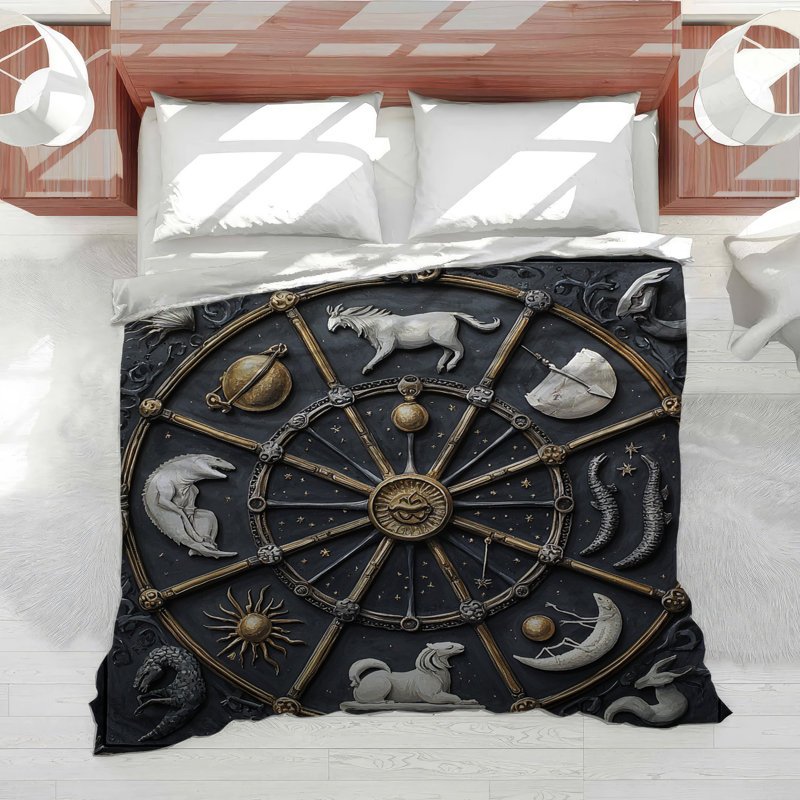 Zodiac Symbols Bedding Astrology Comforter Steampunk, Queen Comforter