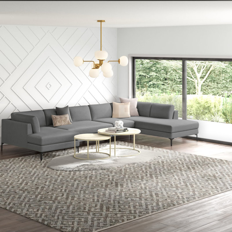 Canapé modulaire de 160 po Defeo, Gris