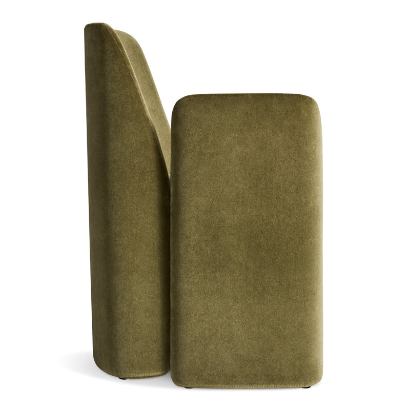 Parentheses Upholstered Arm Chair, Polyester Blend Moss