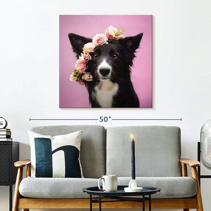 Border collie à fleurs Crowle, H 30 po x l 30 po