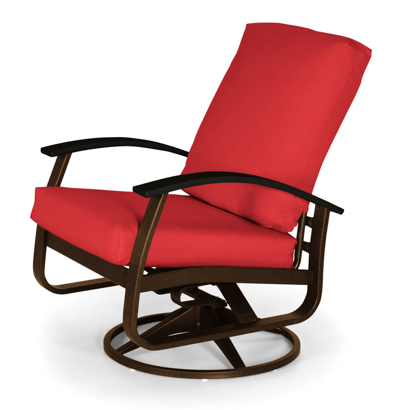 Chaise de patio pivotante avec coussin Askar, Rouge, Noir P70, Kona texturé