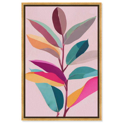 "Bold Modern Leaf Canvas Sunset", art mural abstrait par Art Remedy