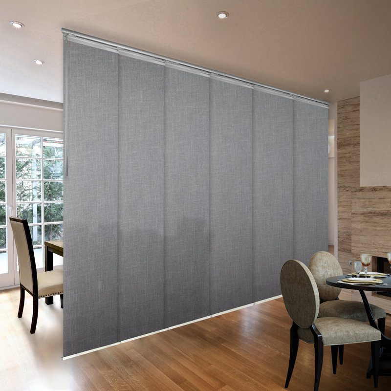 Store vertical semi-diaphane, Nickel satiné / gris foncé, L 88 po x L 94 po