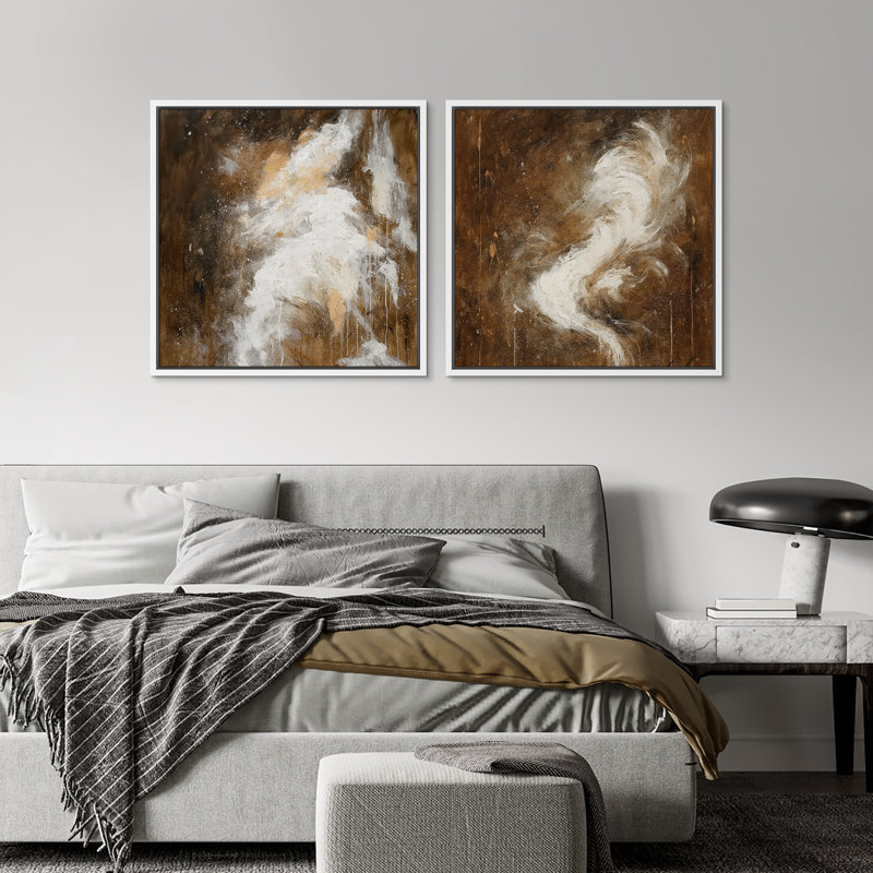 Art mural rétro encadré, beaux-arts, antique classique pour chambre à coucher, H 24 po x l 48 po, Blanc