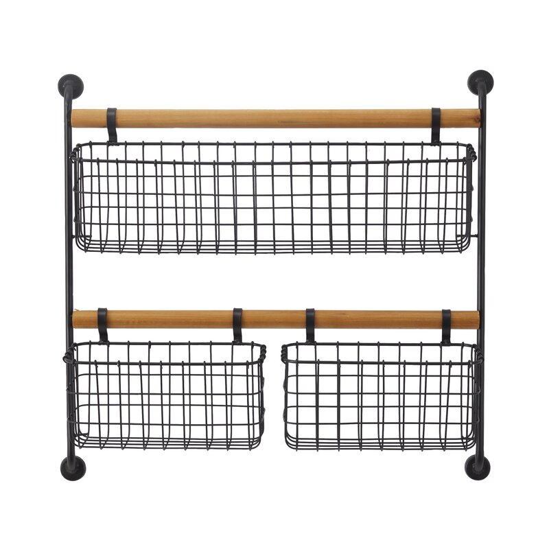 Novogratz 3 Piece Metal Accent Shelf with Hooks | Wayfair