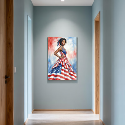 Fashion American Flag Dress Woman Portrait