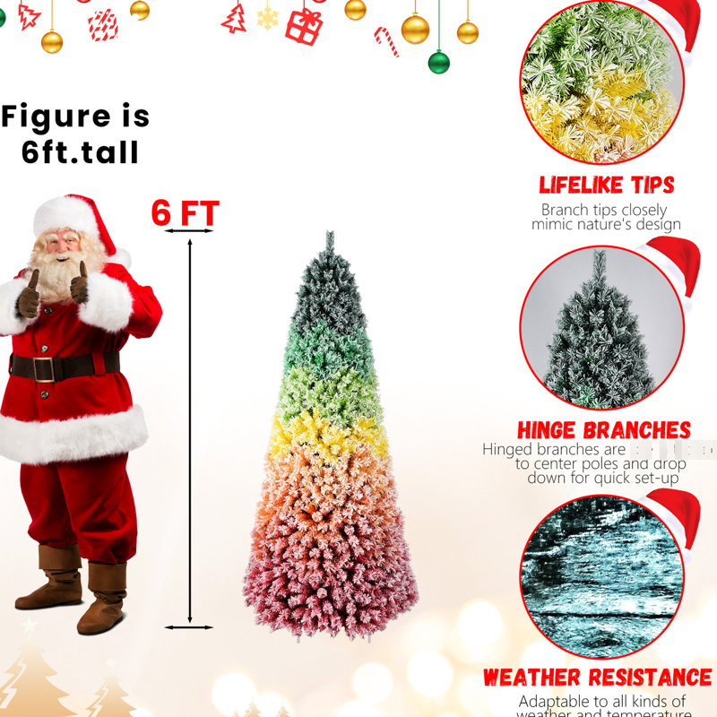 Arbre de Noël multicolore floqué coloré 7,5 pi