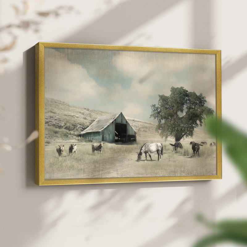 Barn Charm -Framed Print - Restickable, 8" H x 10" W, Gold