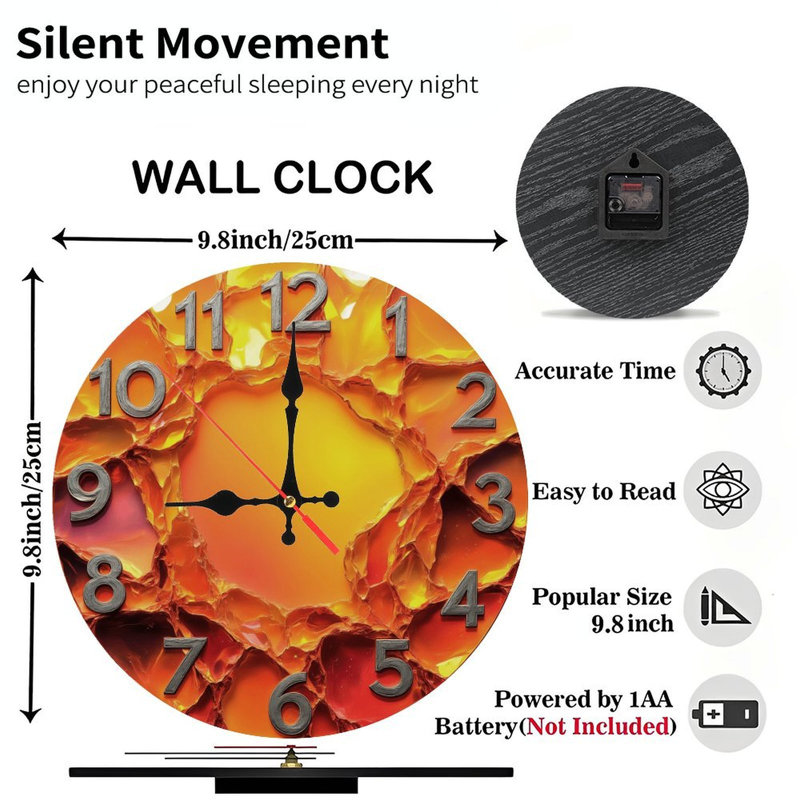 Horloge sur texture ardente