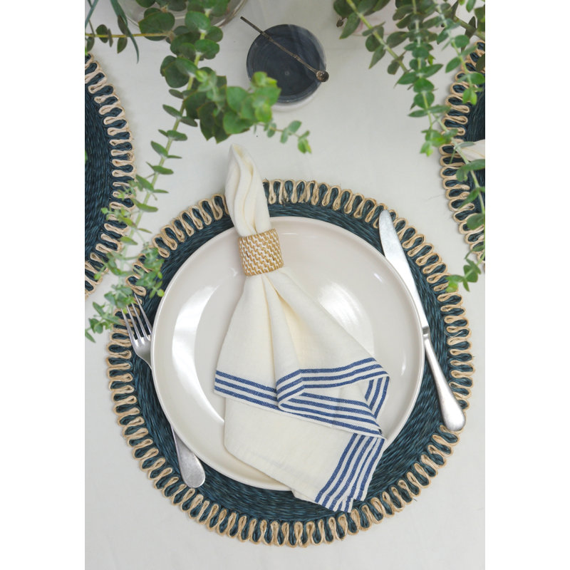 Alsace Square Napkin, White/Blue