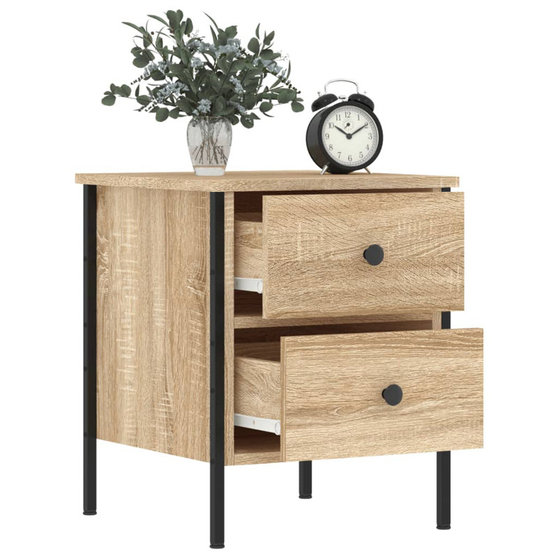 Alius Iron Bedside Table, Sonoma Oak, Individual