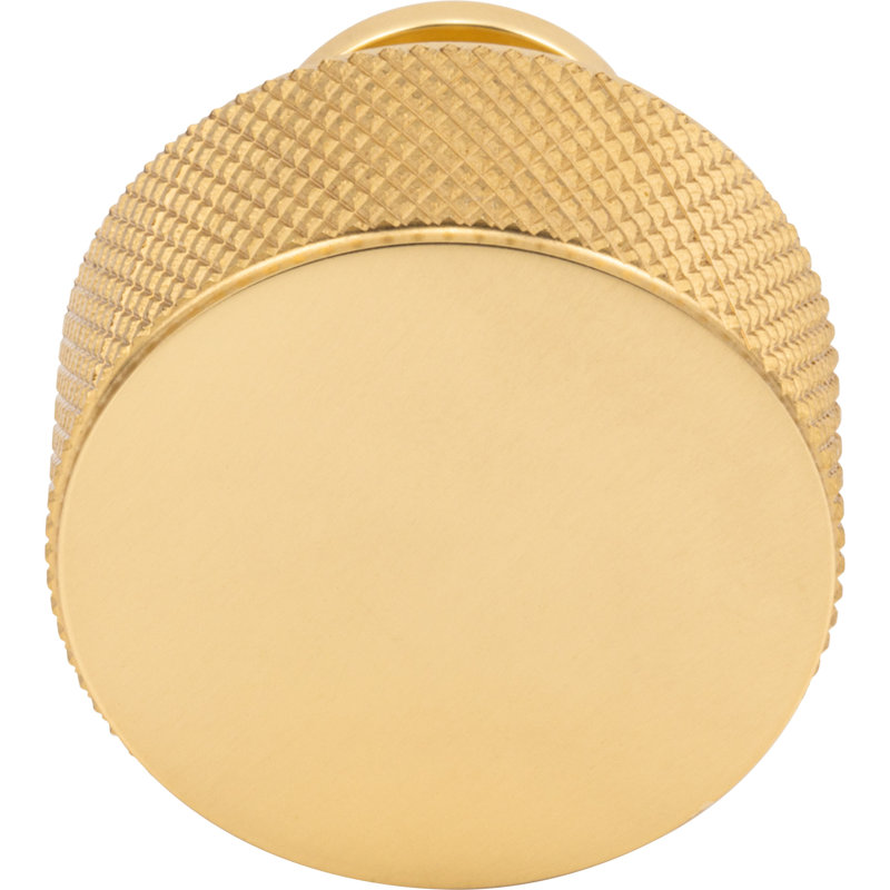 Beliza 1 1/8" Diameter Cylindrical Knurled Knob, Polished Brass