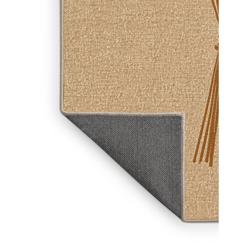 Soft Plush Fiorentino Thanksgiving Modern & Contemporary Abstract Area Rug in Beige – Beige Binding, 2x3