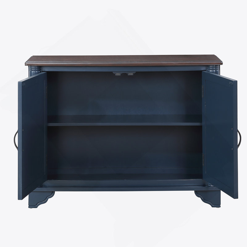 40"  Console Table with Storage Shelf, Retro Entryway Table with Adjustable Storage Shelf, Navy Blue