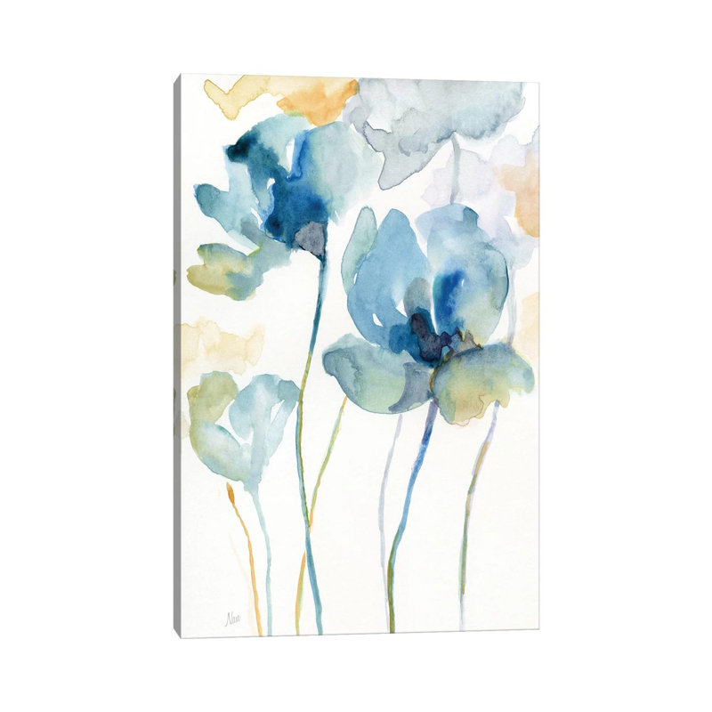 «Wildflower Blues II» par Nan - reproduction d'art sur toile tendue, H 12 po x l 8 po x P 0,75 po