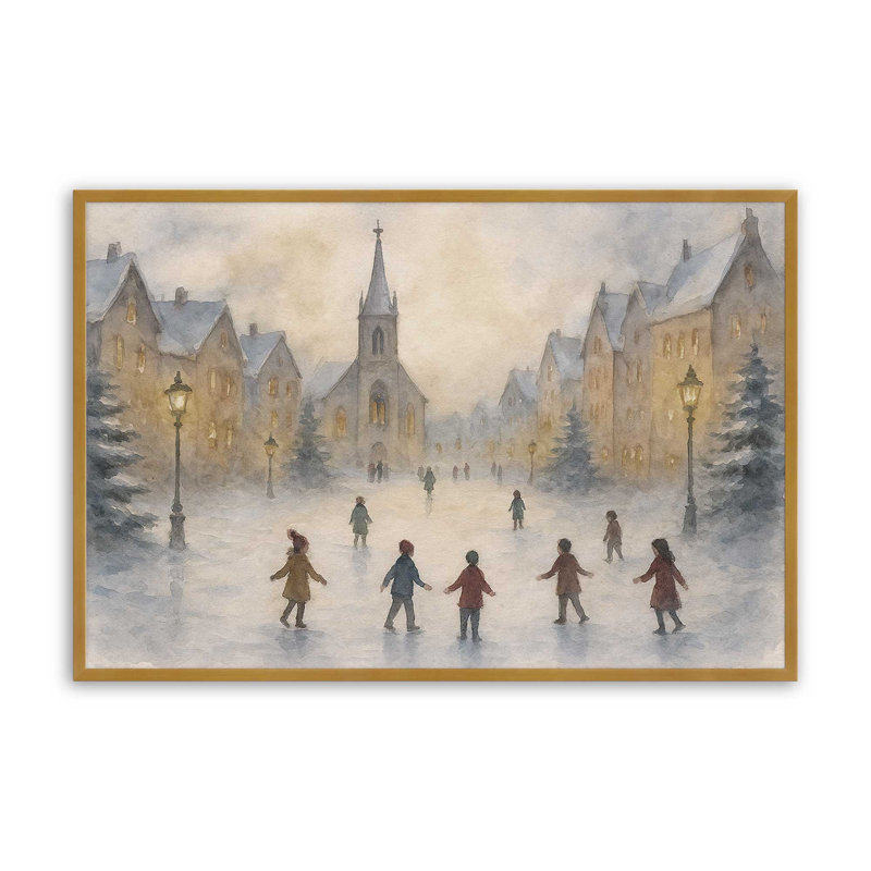 «Frosted Village Joy», reproduction d'art, Or poli, 8 po x 10 po