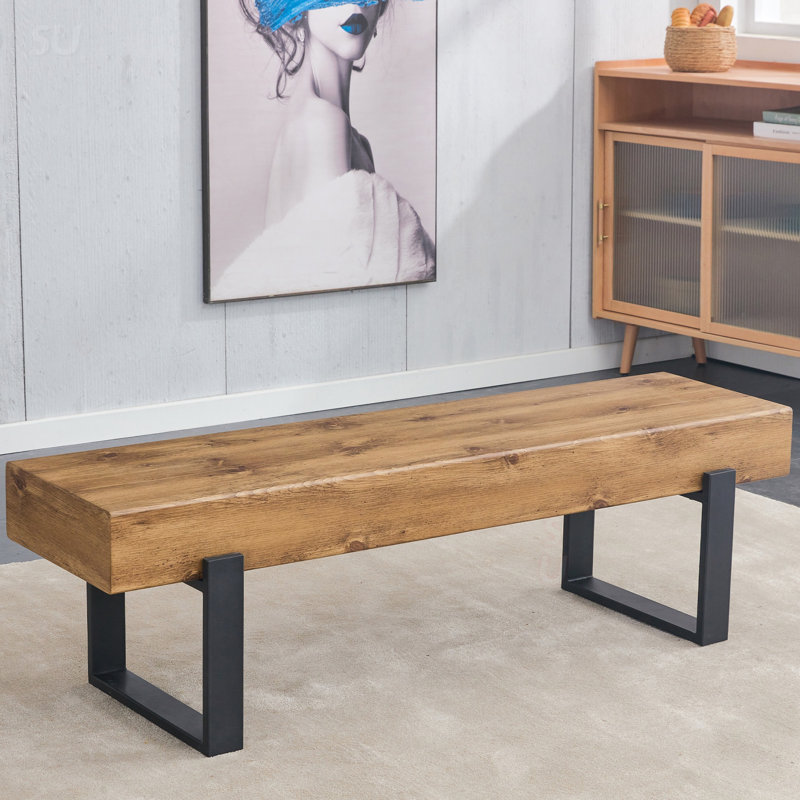 Banc de salle à manger de style campagnard 59 pouces avec design industriel, utilisation polyvalente pour la cuisine, le couloir et la chambre à coucher