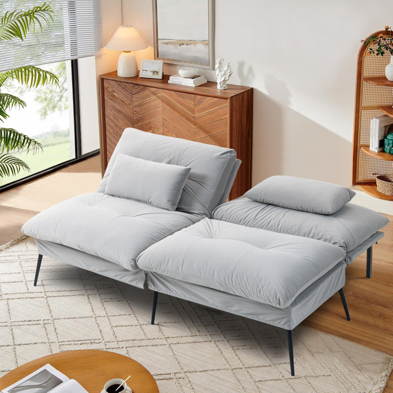 Causeuse-lit futon convertible, Polyester gris clair