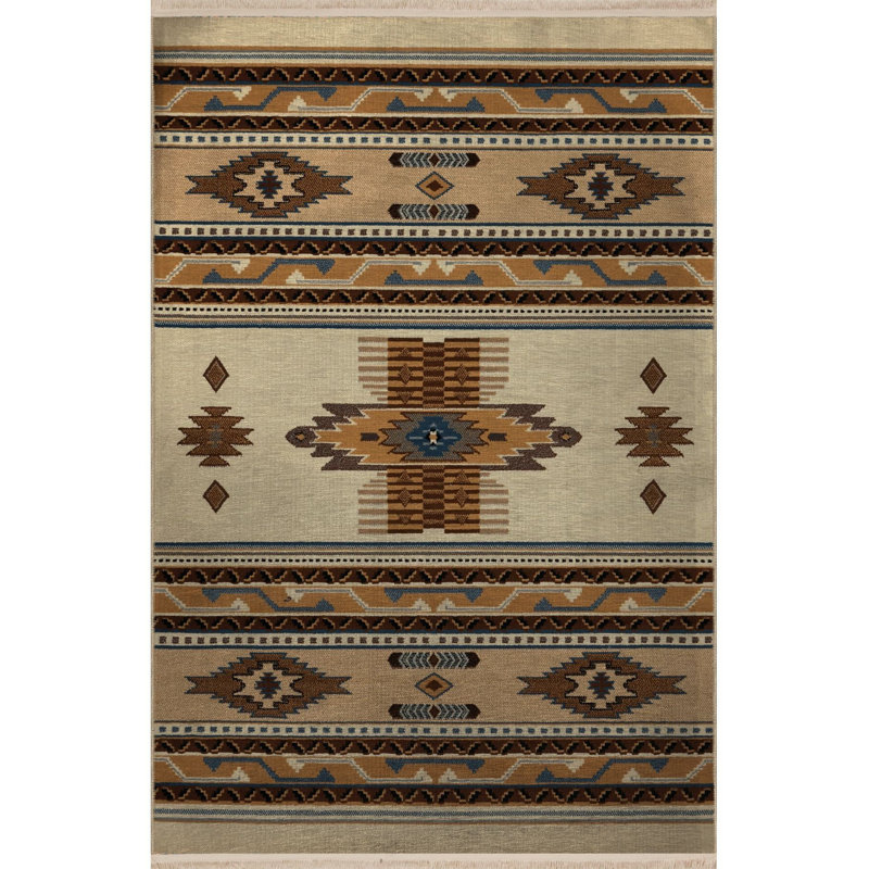 Tapis décoratif lavable à la machine beige, Tapis de couloir 3 pi 3 po x 6 pi 7 po