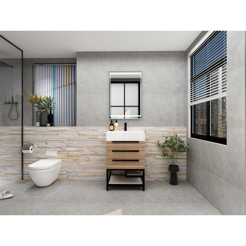 Meuble-lavabo simple l 24 po x P 20 po x H 36 po, Chêne naturel