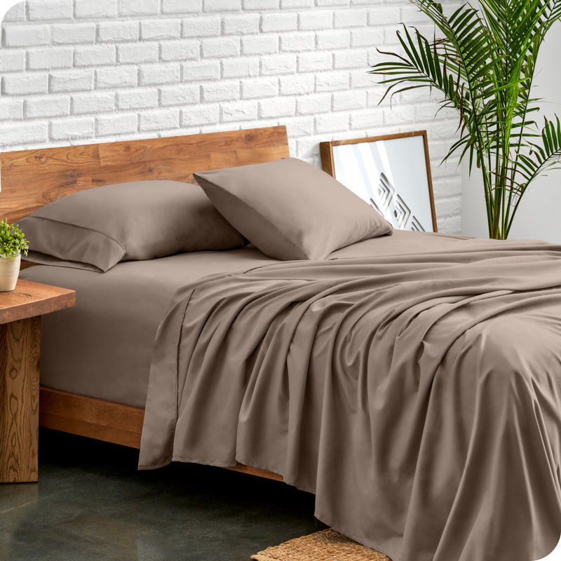 Bare Home Ultra-Soft Microfiber Sheet Set, Taupe, Short Queen Sheet Set+1 Fitted Sheet+2 Pillowcases