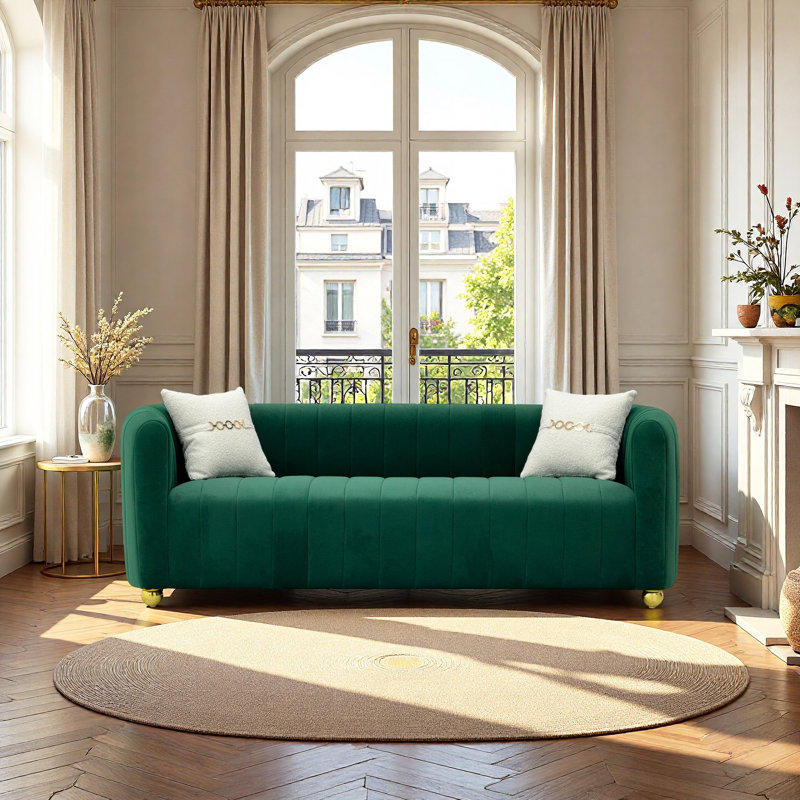 Upholstered 83.46'' Sofa, Green