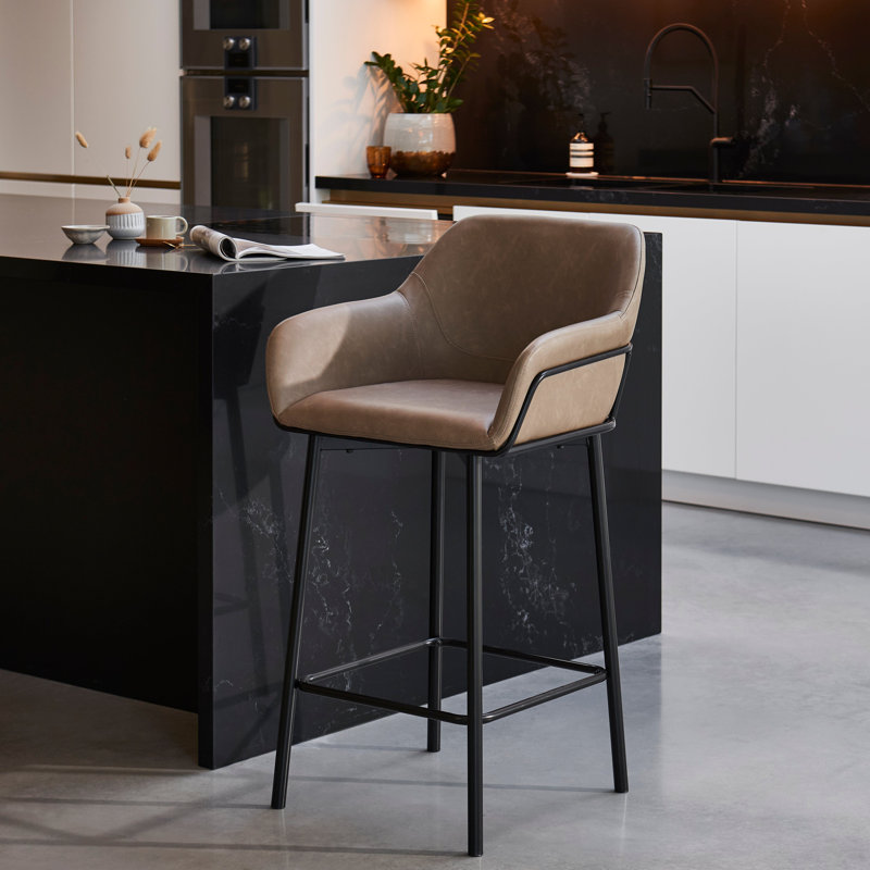 Counter Stool with Metal Frame, Beige