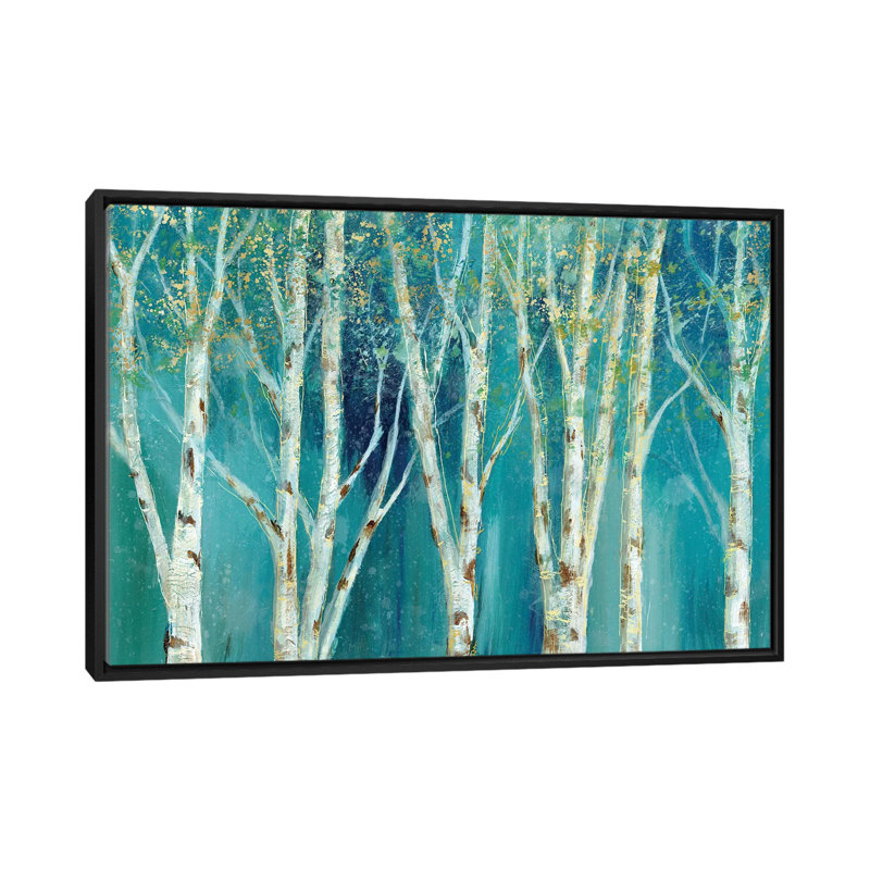 Birch On Blue par Nan - Toile tendue avec châssis, estampe numérique sur toile tendue, H 18 po x l 26 po x P 1,5 po
