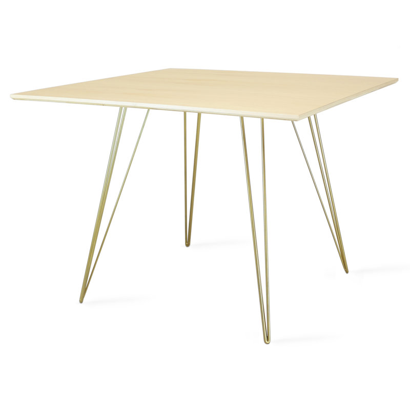 Table de salle à manger Williams, H 30 po x L 40 po x l 40 po, Or cuivré, Noyer