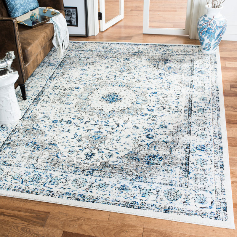 Tapis oriental ivoire / gris Farnborough, Rectangle de 10 pi x 14 pi