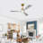52 Inch 3 Rod Solid Wood Ceiling Fan With Light Kit Dimmable LED, DC 6 Speed ,Remote Control Ceiling Fan  for Patio Living Room, Bedroom, Office,Indoor.(GOLD +WHITE)-129418042-129418043