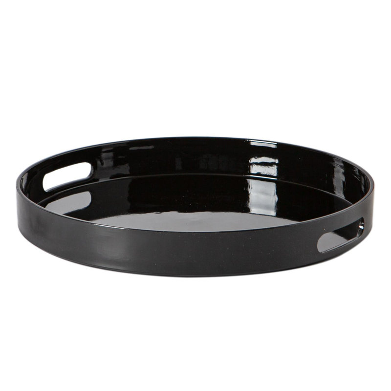 Argon Tableware - Round Melamine Serving Tray, Black