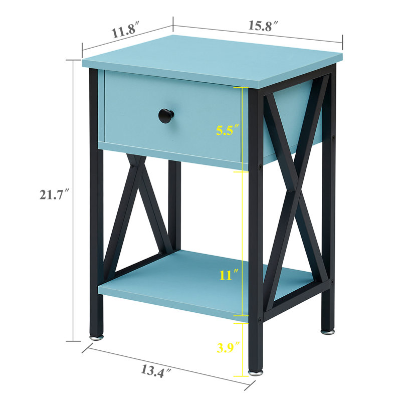 Demmer End Table with Storage, Light Blue