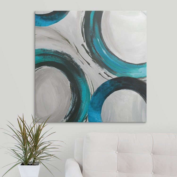 «Teal Ring I» par Tom Reeves, reproduction d'art, H 20 po x l 20 po x P 1,5 po, Toile