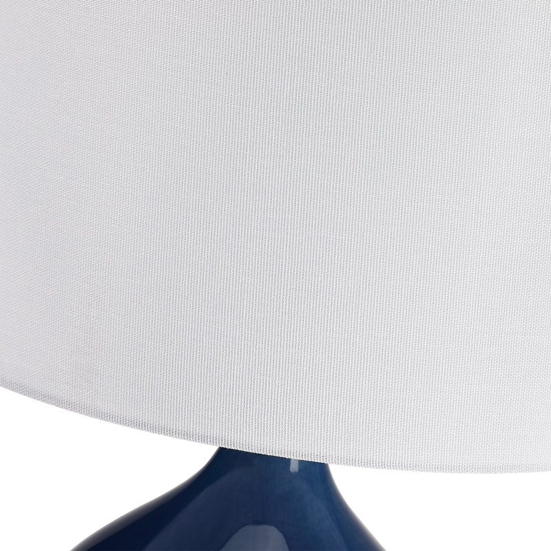 24in. 3-Way Blue Ceramic Table Lamp With Drum Shade