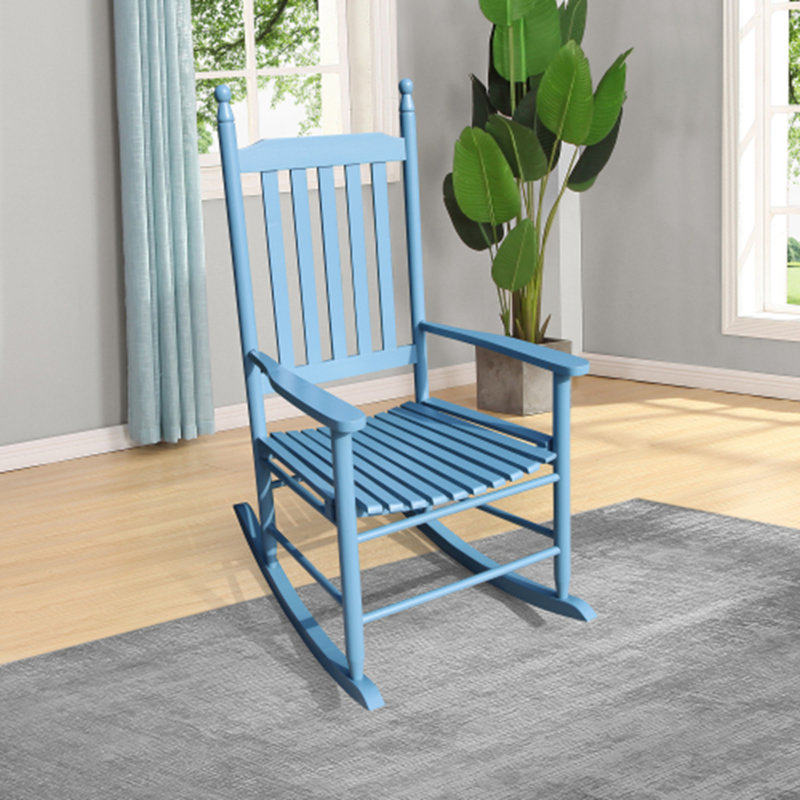Chaise berçante en bois, Bleu