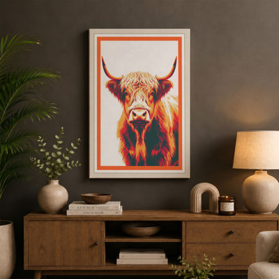 Highland Cattle Gaze Boho - Wrapped Canvas