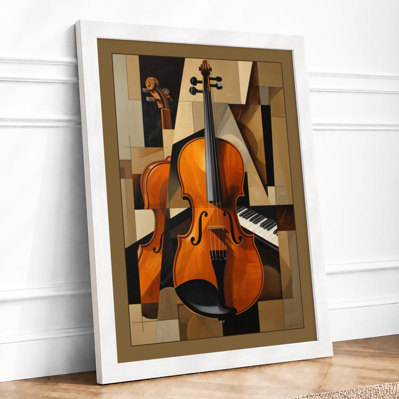 Cello in Composition Modern - Framed Print, A3 - 42.0 x 29.7 cm, White