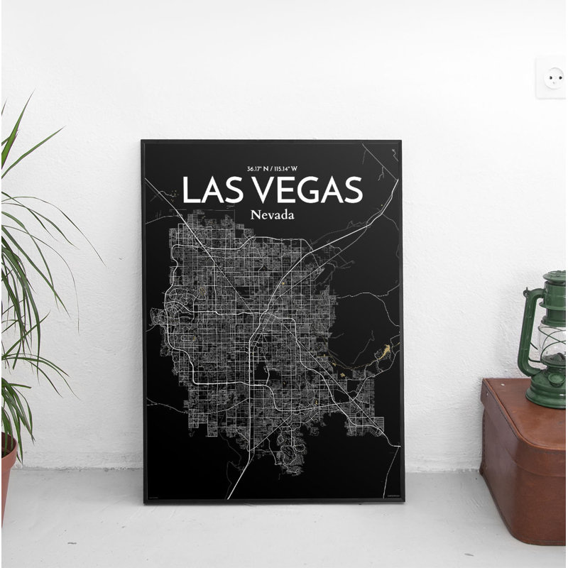 «Las Vegas City Map», reproduction d'impression sur affiche, H 17 po x l 11 po x P 0,05 po