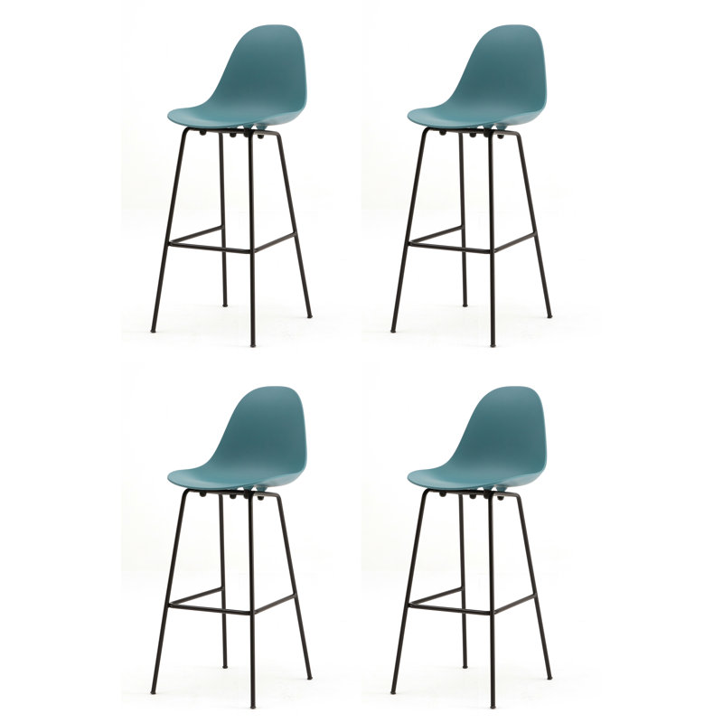 TA Bar & Counter Stool, Bar Stool (29.5" Seat Hight), Ocean Blue, Black