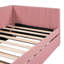Lit de jour rembourré avec couchette, tissu en lin rose, taille simple, sans sommier tapissier en lin rose-140569972