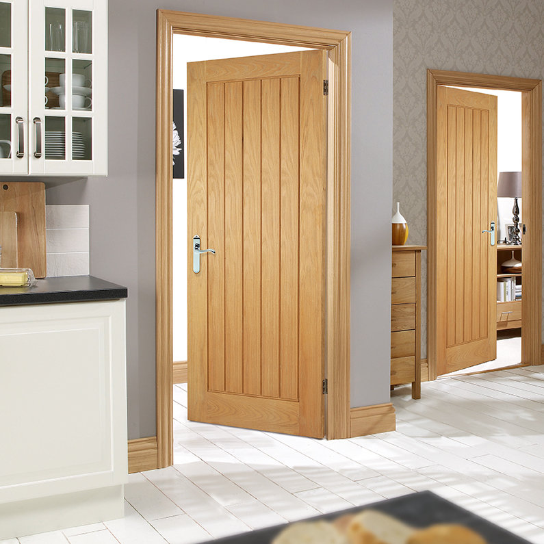 Mexicano Prefinished Oak Internal Fire Door, 204cm H x 92.6cm W x 4.4cm D