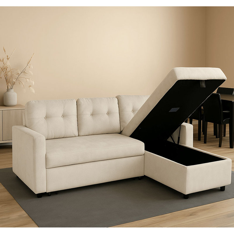 Simba 3 Seater Sofa Bed, Beige